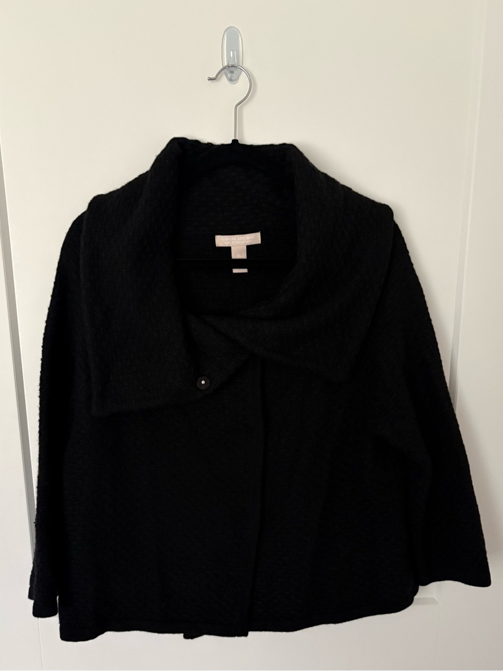 Cashmere Merino Wool Sweater Banana Republic Black Knit Textured Cardigan XL